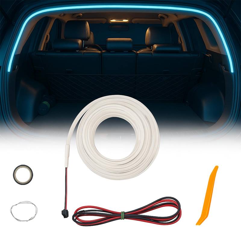 Dynamic Flowing Car Trunk Light Strip, Automatischer Sensor Tail Box Light Strip, Long-Lasting Trunk Light Strip (Blue, 2M) von Qiamia