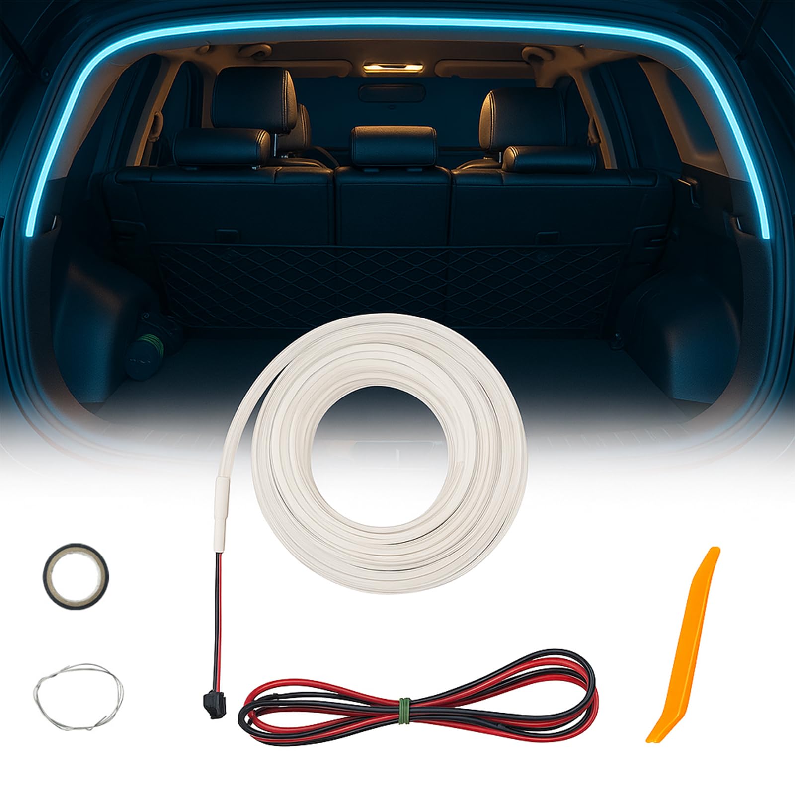 Dynamic Flowing Car Trunk Light Strip, Automatischer Sensor Tail Box Light Strip, Long-Lasting Trunk Light Strip (Blue, 4M) von Qiamia