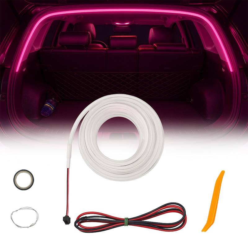 Dynamic Flowing Car Trunk Light Strip, Automatischer Sensor Tail Box Light Strip, Long-Lasting Trunk Light Strip (Pink, 2M) von Qiamia