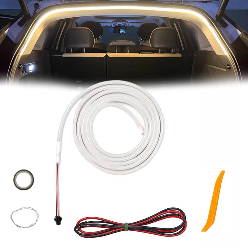 Dynamic Flowing Car Trunk Light Strip, Automatischer Sensor Tail Box Light Strip, Long-Lasting Trunk Light Strip (Yellow, 2M) von Qiamia