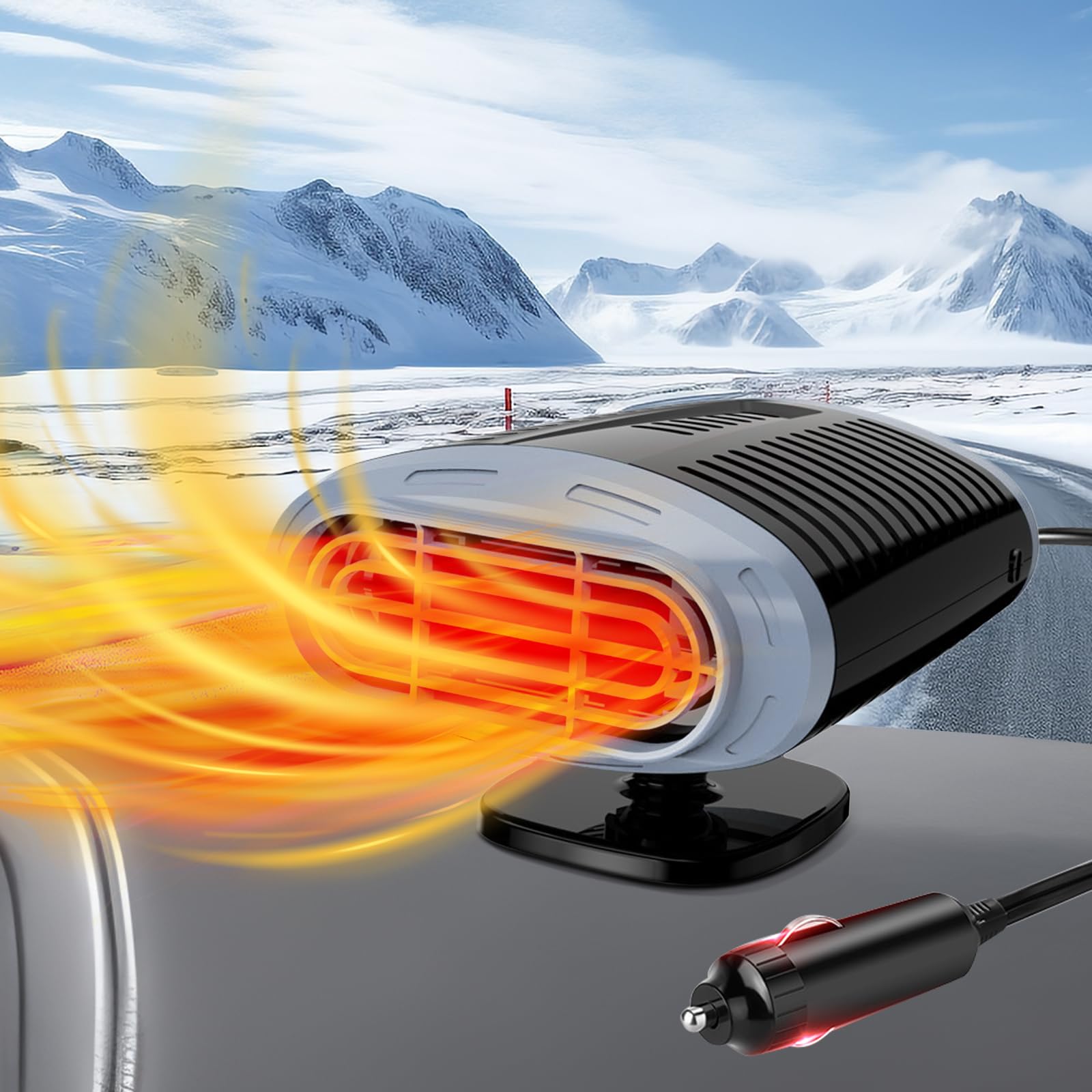 Qidoe 12V Autoheizung 150W: Tragbar KFZ Heizlüfter 12 Volt Auto Heizung Akku Standheizung Ventilator mit Zigarettenanzünder Defogger Scheibenheizung Warmluftgebläse für Camping LKW Wohnmobil PKW von Qidoe