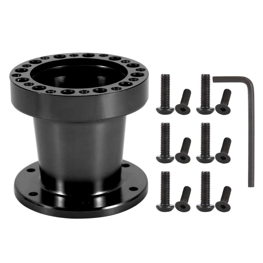 Qiilu Lenkradnabe Nabenadapter 3zoll Racing Lenkradnaben-Adapter Kit für 6-Loch-Mustern mit 70 mm und 74 mm (schwarz) von Qiilu