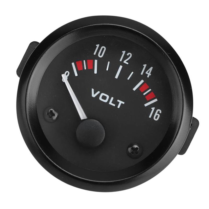 12V Auto Universal Voltmeter Spannungsmesser Messgerät für die Meisten 12V Autos, Aluminiumlegierungsmaterial, Schwarz, 52mm/2in von Qiilu