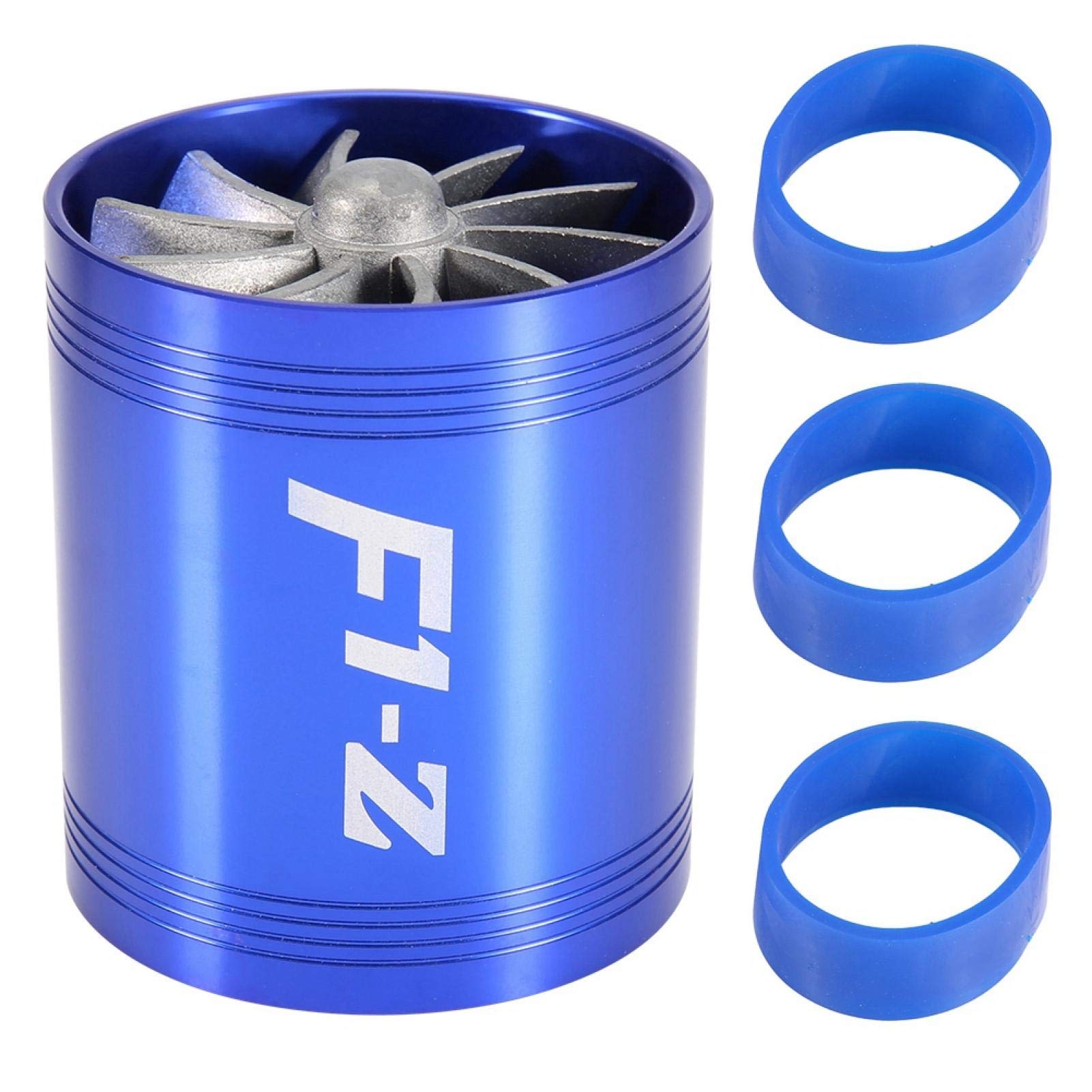 Auto Lufteinlass Turbonator Dual Fan Turbine Super Ladegerät Gas Fuel Saver Turbo Blau von Qiilu