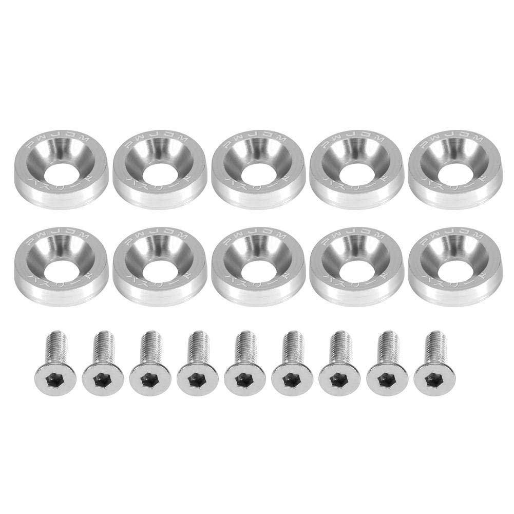 Car M6 Screw Gasket, Modifikationsschraube License Plate Frame Decoration Screw(Silber) von Qiilu