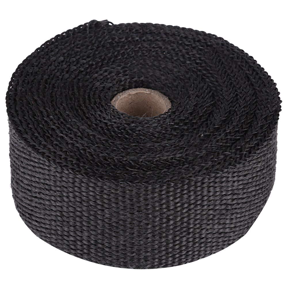Hitzeschutzband Qiilu Hitzeschutzband Basaltfaser Auspuffband mit 10 piefür CES Kabelbinder für Fächerkrümmer Thermoband Krümmerband (Schwarz-5M) von Qiilu