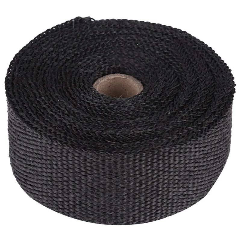 Hitzeschutzband Qiilu Hitzeschutzband Basaltfaser Auspuffband mit 10 piefür CES Kabelbinder für Fächerkrümmer Thermoband Krümmerband (Schwarz-5M) von Qiilu