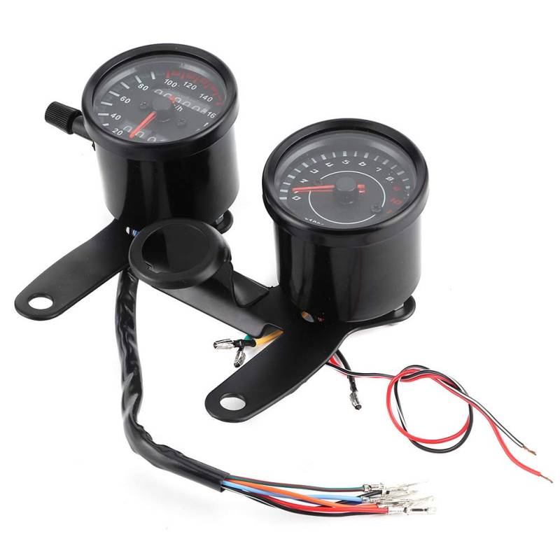 Motorrad Instrument, Qiilu Motorradinstrument, Universal Motorrad LED Kilometerzähler Tachometeranzeige Tachometer 12V von Qiilu