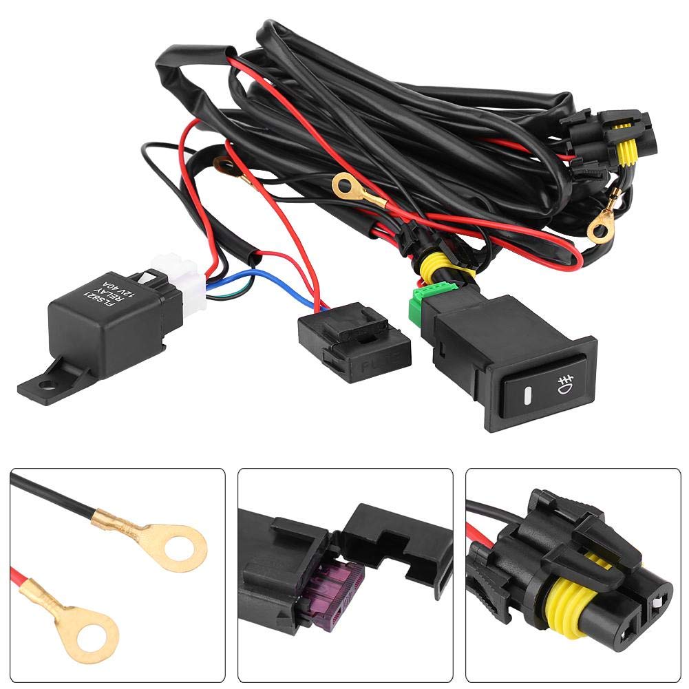 Nebelverdrahtungsrelaisschalter 12V Auto-LED-Nebelscheinwerferschalter-Verkabelungssatz, Sicherungsrelais-Kit Universal wasserdichter Kunststoff Nebelverdrahtungsrelaisschalter 12V Auto-LED-Nebelscheinwerferschalter-Verkabelungssatz, Sicherungsrelais-Kit Universal wasserdichter Kunststoff von Qiilu