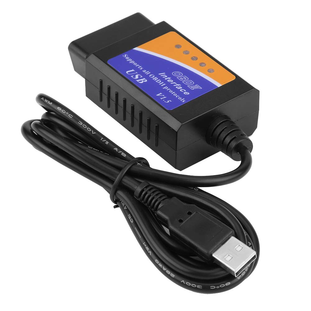 OBD2 USB-Kabel, Auto-USB-Anschluss V1.5 OBD-II-Diagnosekabel-Schnittstellenscanner für Benz Citroen von Qiilu