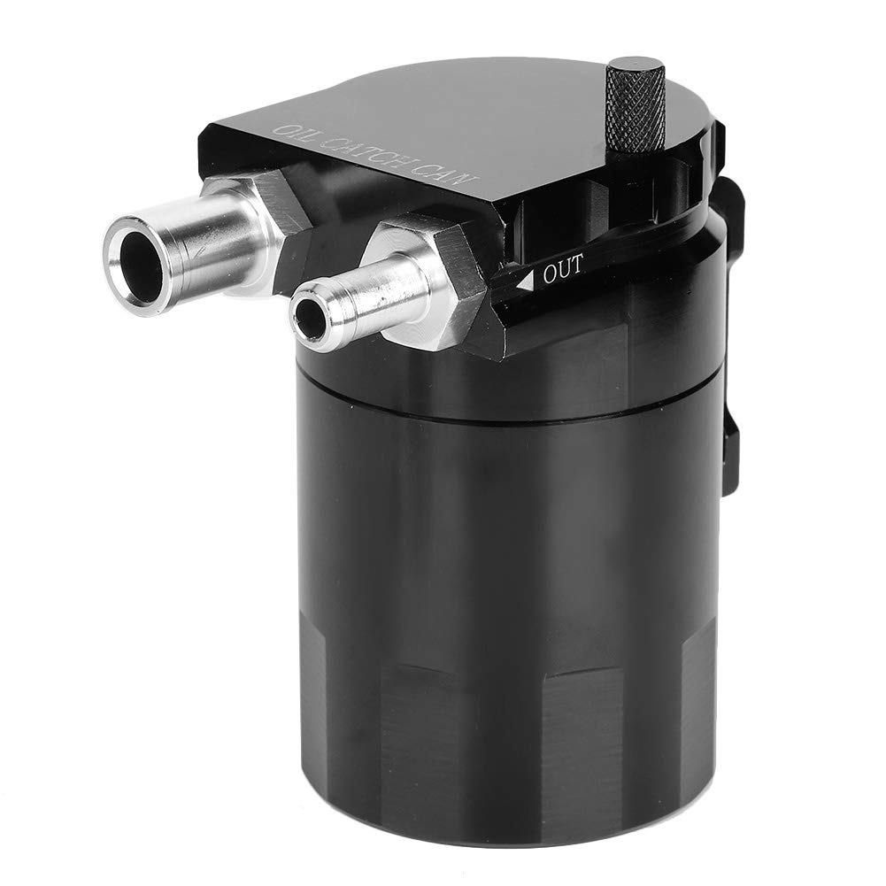 Ölfangdosen-Kit, Ölauffangbehälter-Kit, Qiilu Ölfangdose, Universal Ölfangdose Kit 300ML Reservoir Tank Motor Schwarz Poliert Baffled Aluminiumlegierung Schwarz von Qiilu