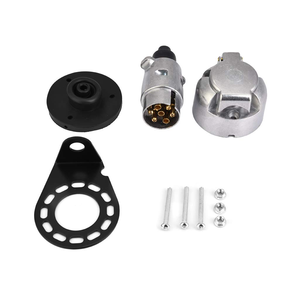 Qiilu 12V 7Pin Trailer Plug Set, Adapterhalterung für Trailer Plug Socket Connector für Anhänger Caravan Towing Towbar von Qiilu