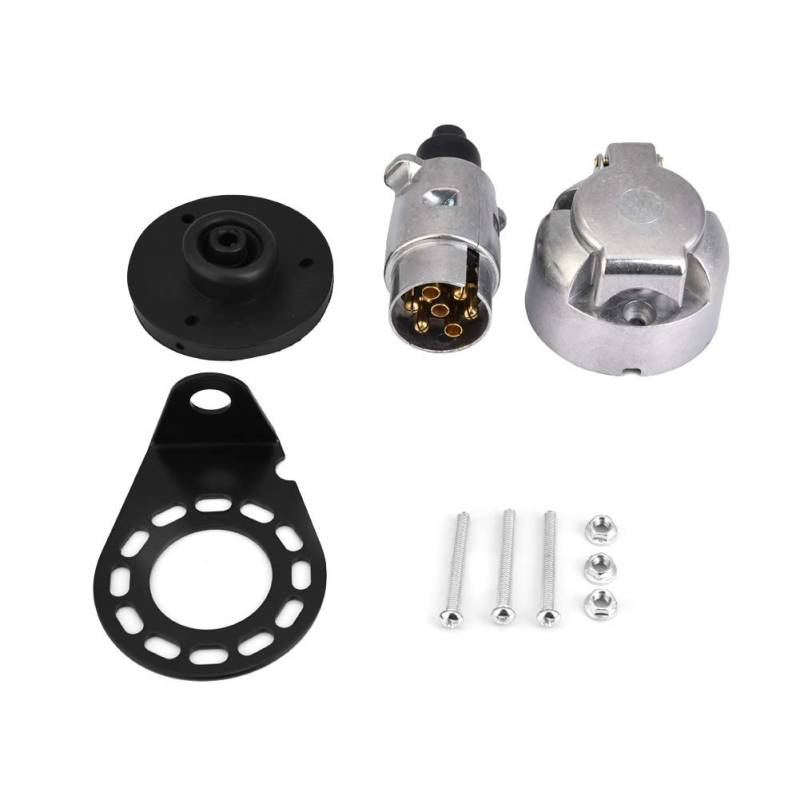 Qiilu 12V 7Pin Trailer Plug Set, Adapterhalterung für Trailer Plug Socket Connector für Anhänger Caravan Towing Towbar von Qiilu