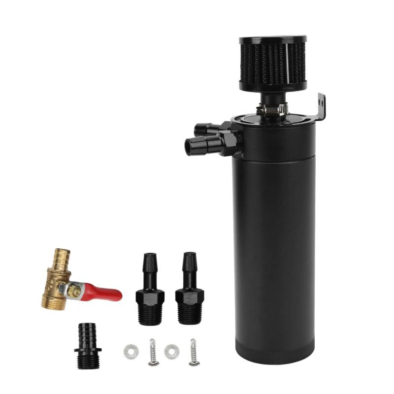 Qiilu 2 Port Oil Catch Can Kit Universal Oil Catch Can Reservoir Tank Motor Luft Ölabscheider mit Entlüftungsfilter Auto Umpacken von Qiilu