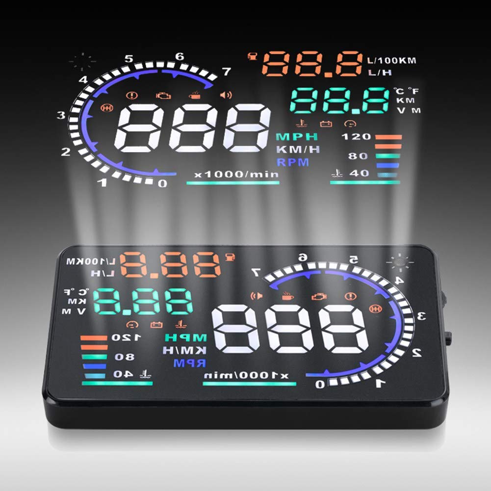 Qiilu A8 5.5 Zoll OBD II Auto HUD Head Up Display Auto Windshied Reflektierende Bildschirm Geschwindigkeit Display von Qiilu