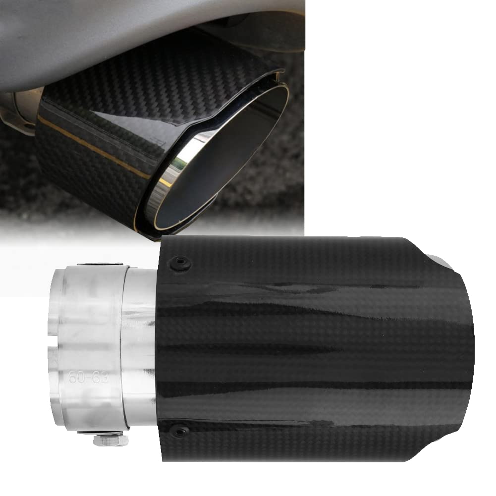 Qiilu Auspuffrohr Edelstahl Endrohr Auspuff 60mm-63mm Gerader Schwanz Glänzende Kohlefaser-Optik Qiilu Auspuffrohr Edelstahl Endrohr Auspuff 60mm-63mm Gerader Schwanz Glänzende Kohlefaser-Optik von Qiilu