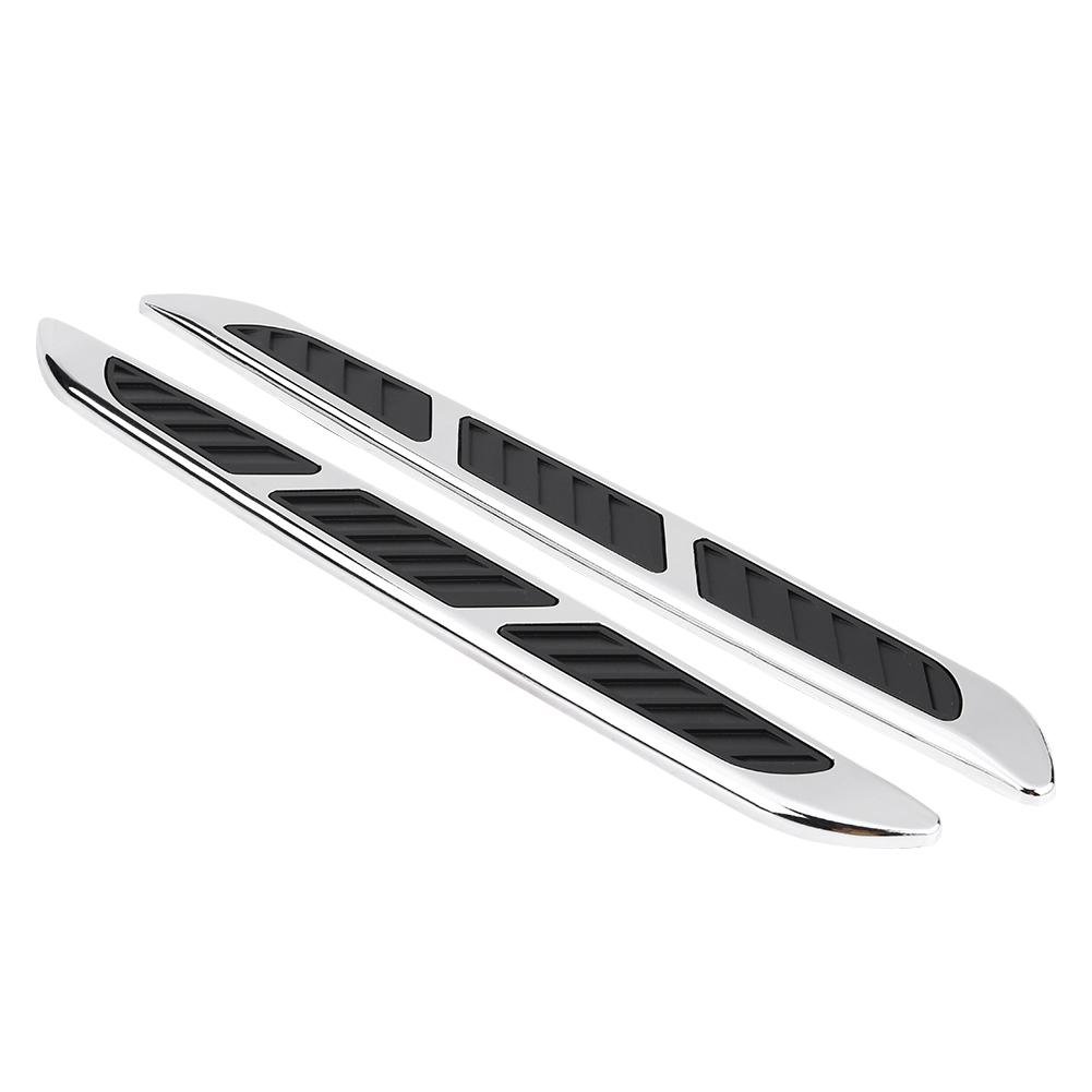 Qiilu Auto-Seiten-Lufteinlass Lufteinlass Schaufel Kfz-Luftzufuhr Lüftungsgitter Dekorativer 36.5 x 3.7cm schwarz und silberne Farbe 1 Paar von Qiilu
