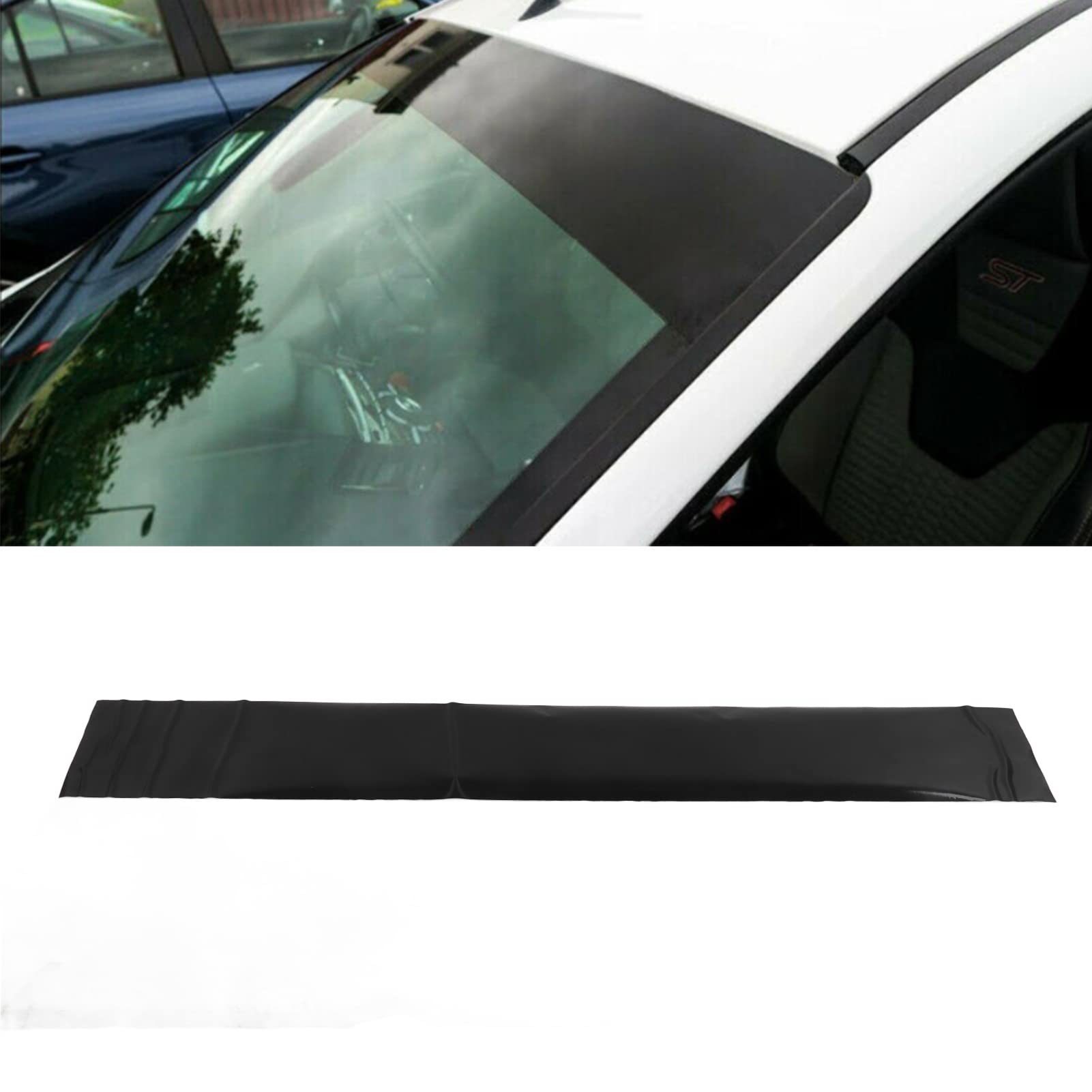 Qiilu Auto Windschutzscheiben Sonnenschutz Auto Van Windschutzscheiben Sonnenstreifen Schwarz Glänzend 140x20cm Universal PVC Windschutzscheibenaufkleber für Autos von Qiilu