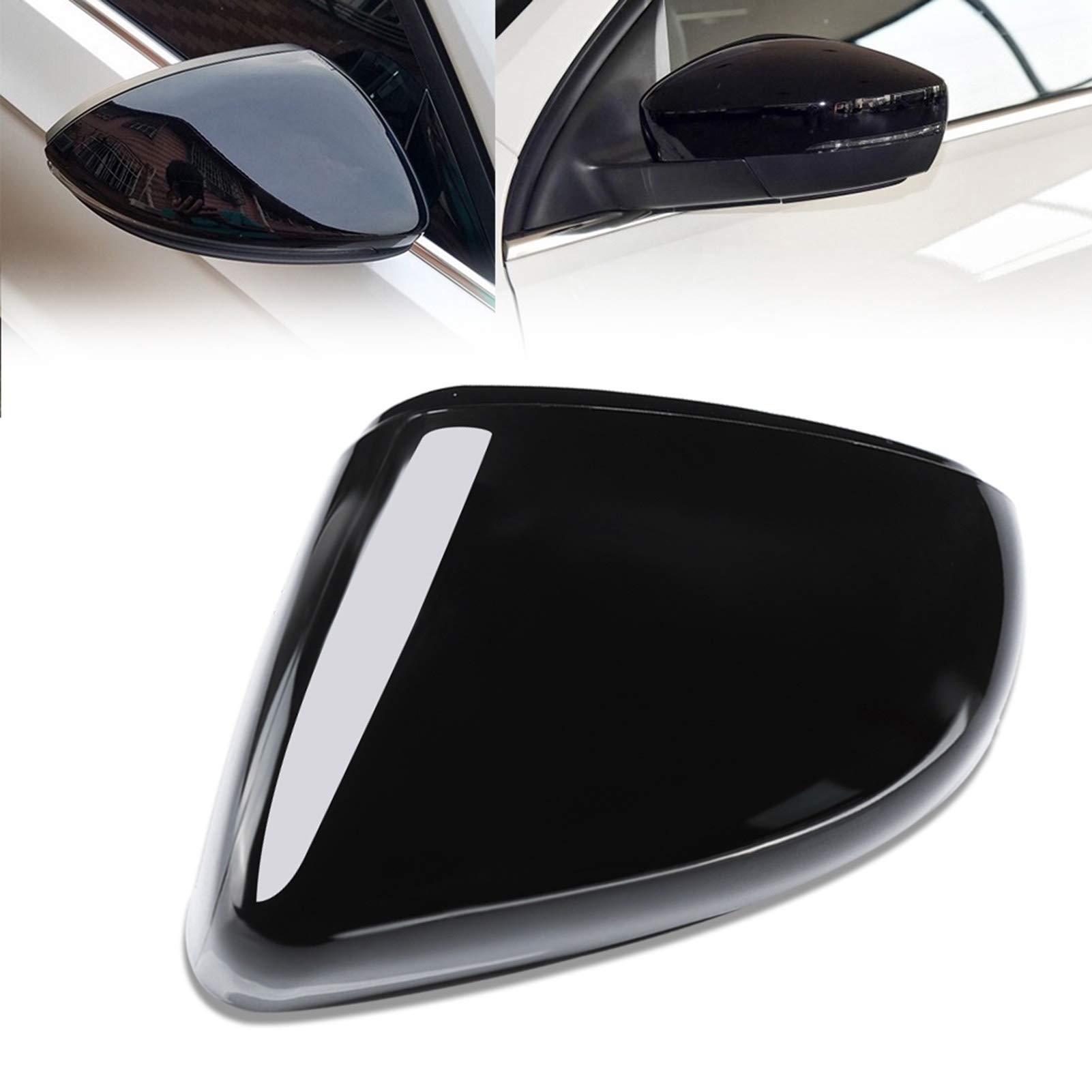 Qiilu Autoseitige Spiegelabdeckung, schwarzes Auto Links Rückspiegelgehäuse Schalenabdeckung Flügelspiegelabdeckkappe für 6 2009-2012 von Qiilu