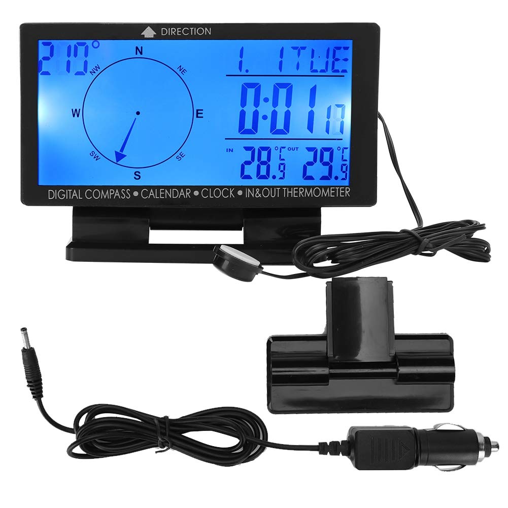Qiilu Car Thermometer, CD60 Multifunktionales digitales Auto-Thermometer für Autos mit Zeitnavigationsfunktion von Qiilu
