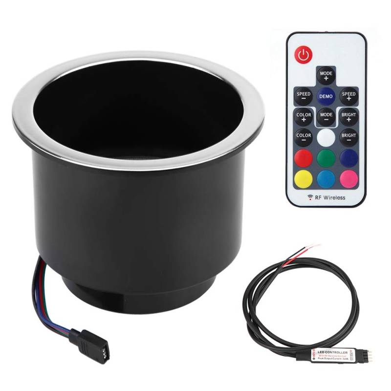 Qiilu LED Auto-Getränkehalter Multifunktion Getränkehalter Getränkehalter klappbar Dosenhalter Dosenhalter Flaschenhalter Becherhalter Dekoration für Uni für Versal Boot KFZ (Schwarz) von Qiilu