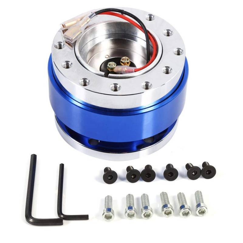 Qiilu Snap Off Lenkrad Universal Schnellspanner Nabenadapter für 6 Loch Bolzen Lenkrad Delle Kit Blau von Qiilu