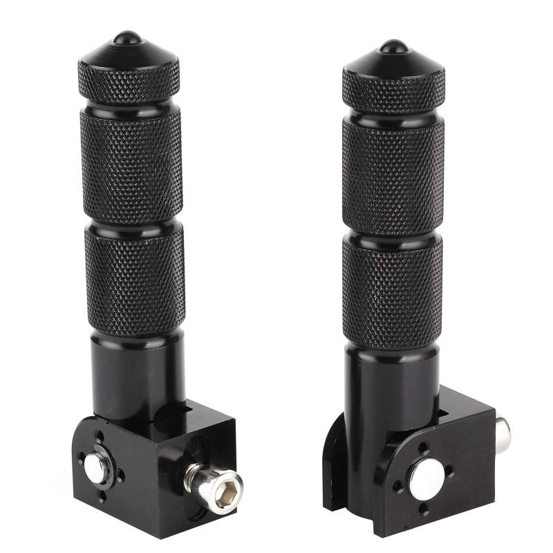 Qiilu M8 Motorrad Faltbare Fußrasten, 2Pcs Aluminium Pedale für Motorrad Elektroauto Anti-Skid 8MM Universal 90 Grad Feste Klappbare Soziuspedal-Stützstange(Schwarz) von Qiilu