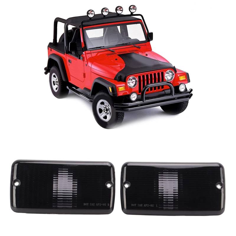 Qiilu Seitenmarkierungs Ecklichtabdeckung Parkblinker Lampengehäuse Lampenabdeckung der Vorderen Stoßstange 55055020AE Ersatz für Jeep Wrangler TJ 1997 2006(Schwarz) von Qiilu