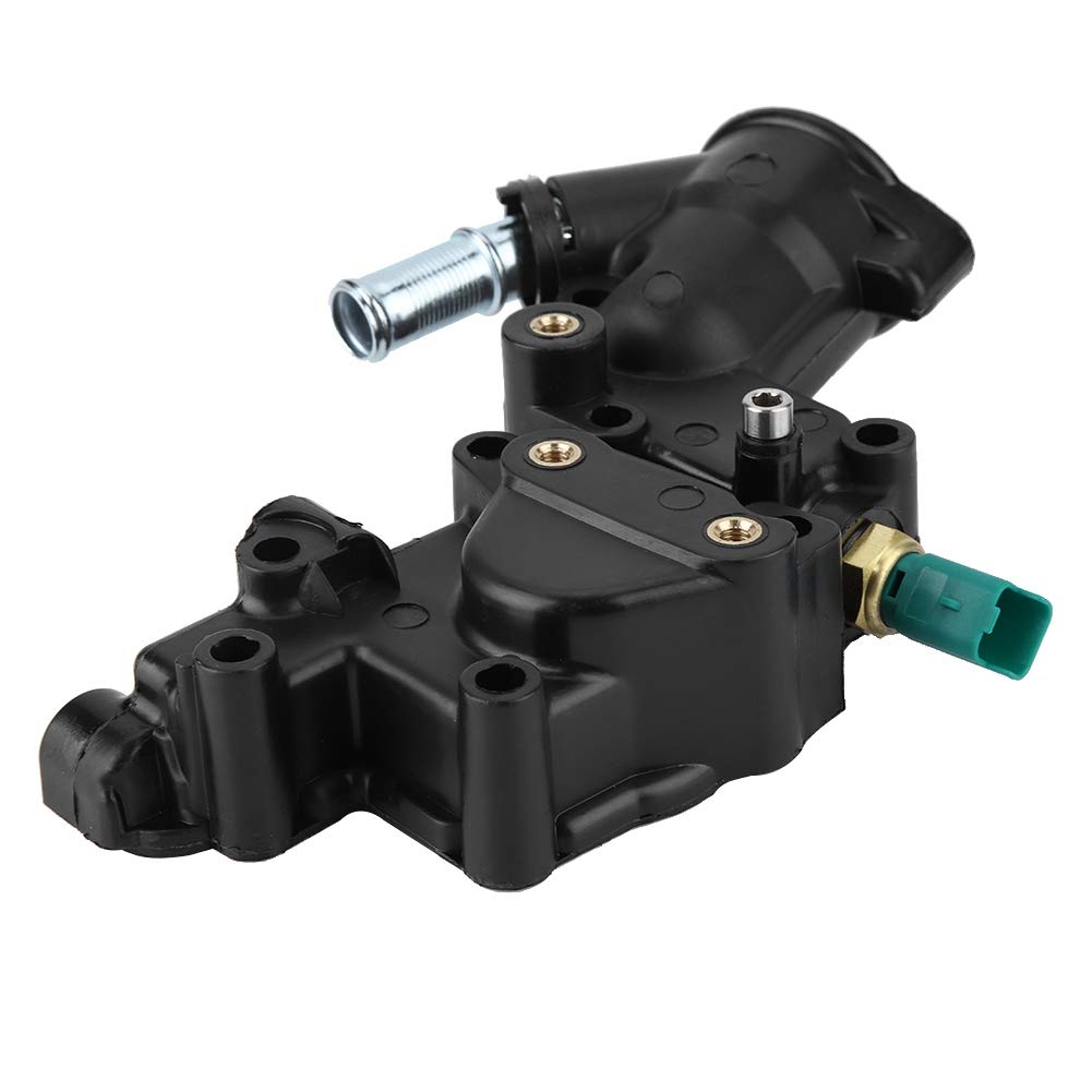 Qiilu Thermostat, Kunststoff + Metall Thermostatgehäuse mit Sensor Schwarzwasserkühlmittel 9654775080 für C2 C3 Qiilu Thermostat, Kunststoff + Metall Thermostatgehäuse mit Sensor Schwarzwasserkühlmittel 9654775080 für C2 C3 von Qiilu
