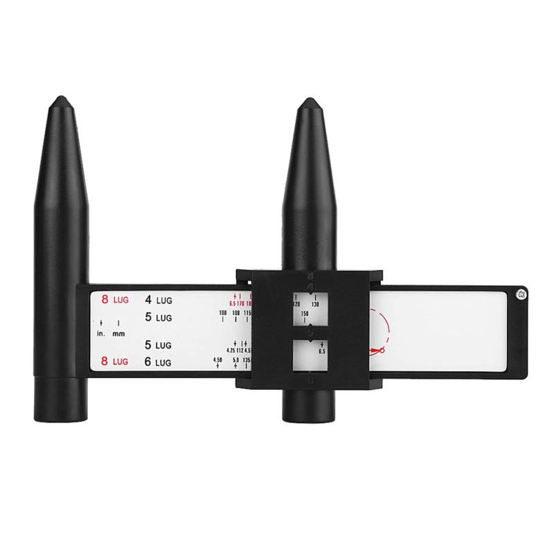 Rad Reifen Felgenbolzen Lineal - Universal Gauge PCD 4 5 6 8 Löcher Rad Rad Felgenbolzen Muster Schiebe Messlineal Werkzeug zum Messen der Stehbolzen am Fahrzeug von Qiilu