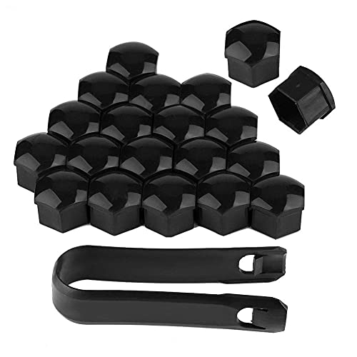 Radschraubenkappen Mutterkappen 20pcs 19mm Auto Radmutter Kappen Auto Hub Screw Cover Bolt Felgen Außenschutz(Schwarz) von Qiilu