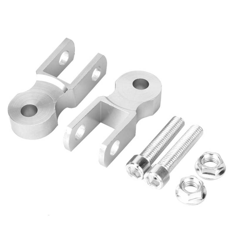 Stoßdämpfererhöhung, Qiilu 2Pcs ammortizzatori dispositivo di smorzamento, moto alluminio lega pad di fissaggio per telaio 5 cm, argento(Senza vite) von Qiilu