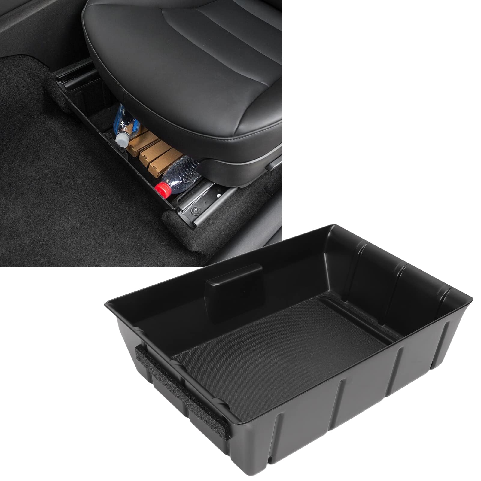 Untersitz-Aufbewahrungsbox, für Tesla Model Y 2020-2022 Untersitz-Aufbewahrungsbox Fahrer-Beifahrer-Untersitz-Organizer-Ablagebehälter von Qiilu