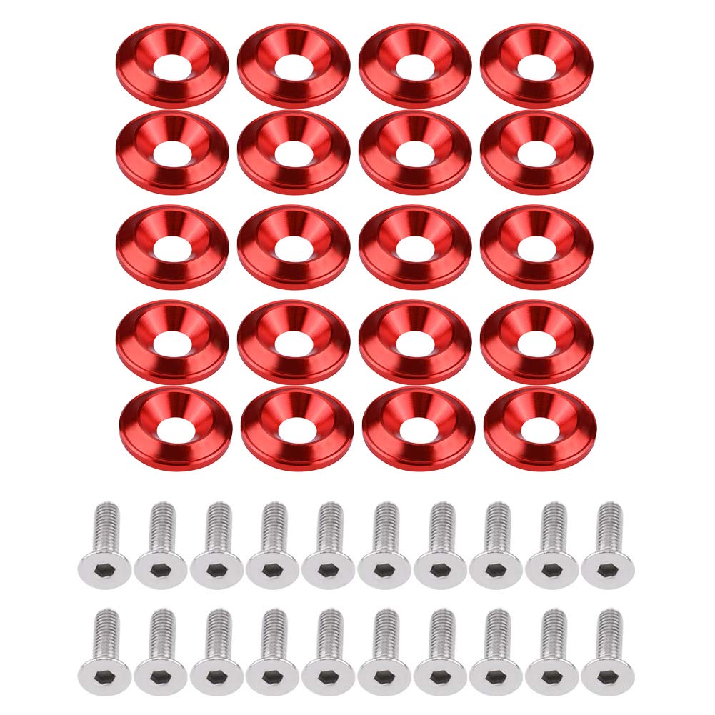 Schrauben Satz Simson eloxierte Schrauben- 20x Unterlegscheiben + 20x Schrauben, Universal Aluminium Stoßstange/Kotflügel Unterlegscheibe Schraube Motorraum Dress Up Kit(rot) Simson s51 Schrauben von Qiilu