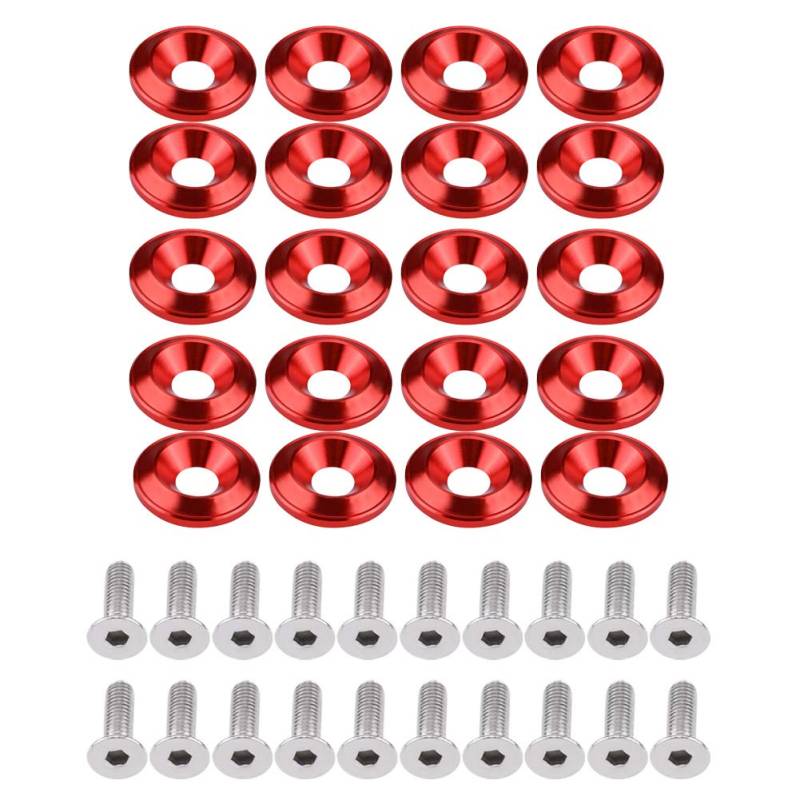 Schrauben Satz Simson eloxierte Schrauben- 20x Unterlegscheiben + 20x Schrauben, Universal Aluminium Stoßstange/Kotflügel Unterlegscheibe Schraube Motorraum Dress Up Kit(rot) Simson s51 Schrauben von Qiilu