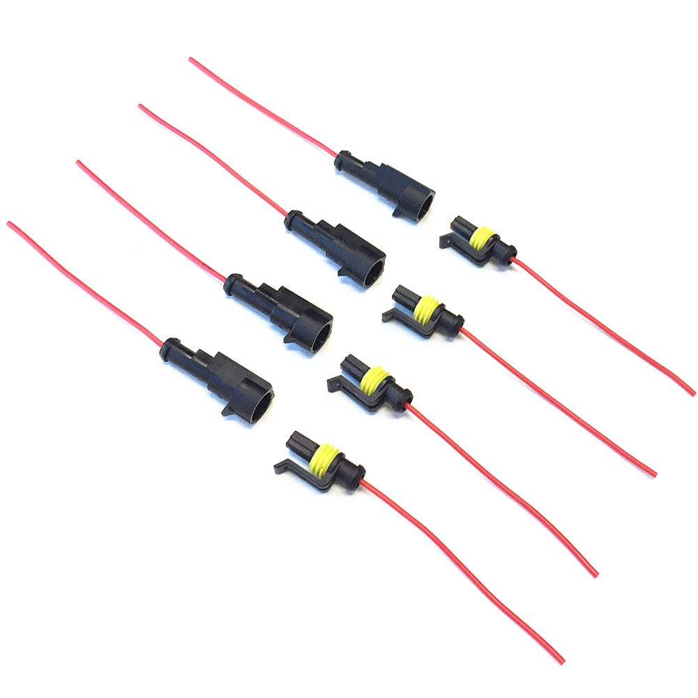 Qiorange 4 Set 1-Polig Kabel Steckverbinder Stecker, Auto Wasserdicht Elektrische Stecker, Anschluss Stecker mit Draht, Verbindungsstecker Wasserdicht für KFZ/LKW/Auto/Motorrad von Qiorange