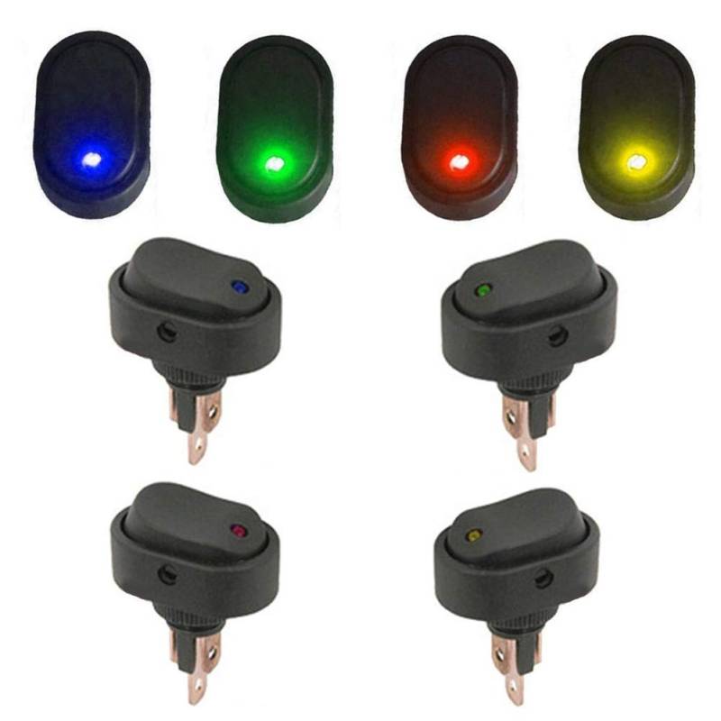 Qiorange 4Pcs Auto KFZ Schalter 12V 30A Wippschalter Ein-Ausschalter mit 4 Farbe LED Anzeige Wechsel Switch Kippenschalter Schalter von Qiorange