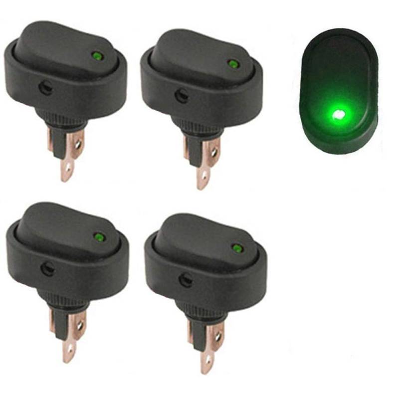 Qiorange 4Pcs Auto KFZ Schalter 12V 30A Wippschalter Ein-Ausschalter mit Grün LED Anzeige Wechsel Switch Kippenschalter Schalter von Qiorange