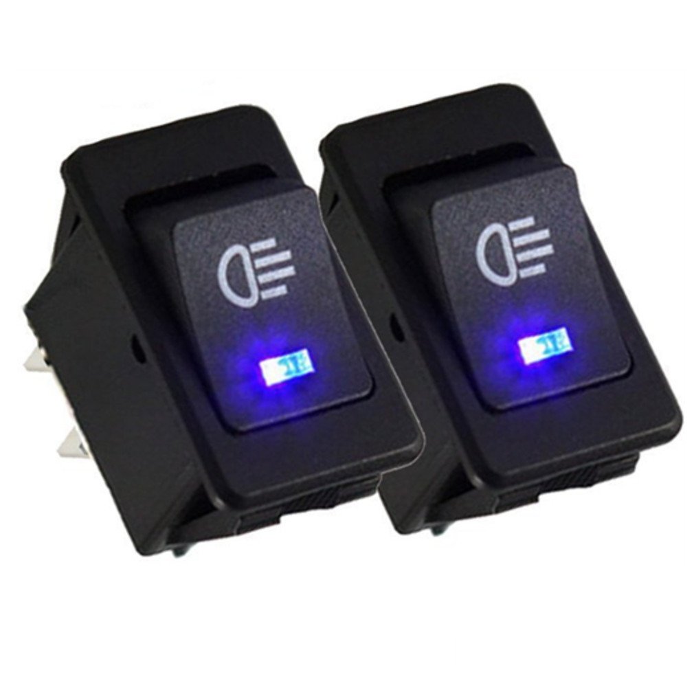Qiorange Auto 35A 12V KFZ Schalter wasserdicht beleuchtet LED Blau 4 Polig Wechsel Switch Kippenschalter Wippschalter EIN-/Ausschalter für Nebelscheinwerfer Scheinwerfer von Qiorange