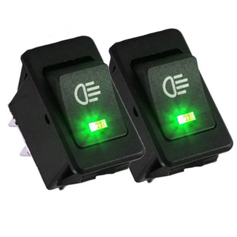 Qiorange Auto 35A 12V KFZ Schalter wasserdicht beleuchtet LED Grün 4 Polig Wechsel Switch Kippenschalter Wippschalter EIN-/Ausschalter für Nebelscheinwerfer Scheinwerfer von Qiorange