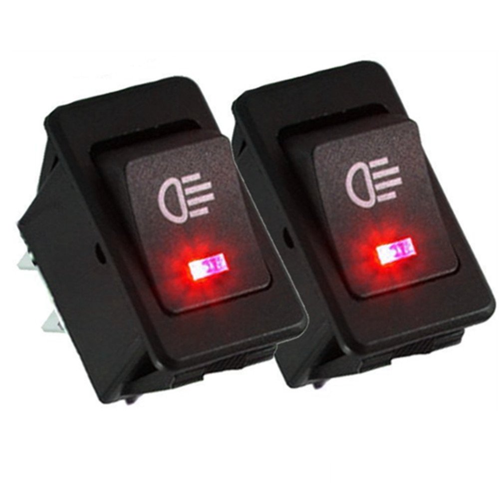 Qiorange Auto 35A 12V KFZ Schalter wasserdicht beleuchtet LED Rot 4 Polig Wechsel Switch Kippenschalter Wippschalter EIN-/Ausschalter für Nebelscheinwerfer Scheinwerfer von Qiorange