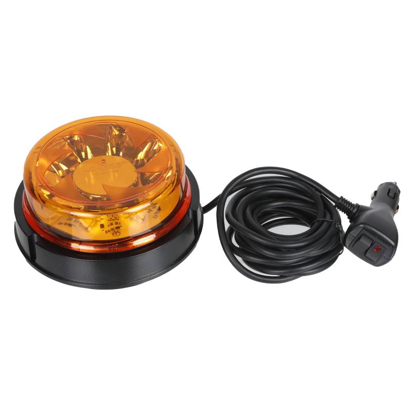 Qiping 12V 24V LED Rundumleuchte Gelb mit Magnet, 6 Blitzmuster Orange Kennleuchte Magnetisch ECE R65 R10 E9 Warnleuchte für PKW LKW Traktor UTV SUV von Qiping