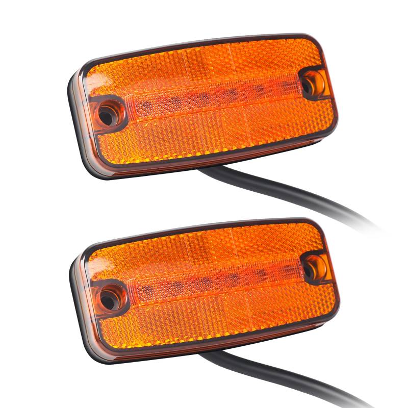Qiping 2 x LED Begrenzungsleuchte Orange 12V 24V LED Umrissleuchte Gelb Bernstein Positionsleuchte mit E-Prüfzeichen für LKW, Pkw-Anhänger, Wohnwagen, Kfz, Traktor von Qiping