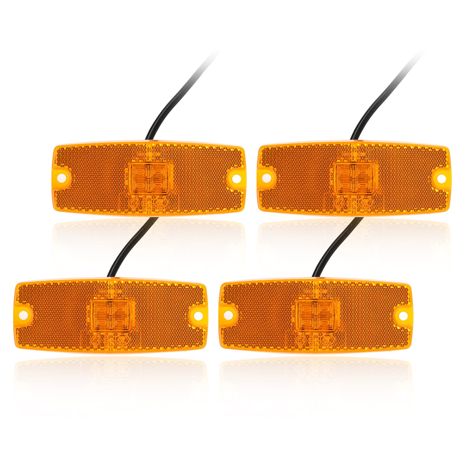 Qiping 4 Pack Begrenzungsleuchte Orange 12V 24V LED Umrissleuchte Gelb Bernstein Positionsleuchte mit E-Prüfzeichen für LKW, Pkw-Anhänger, Wohnwagen, Kfz, Traktor von Qiping