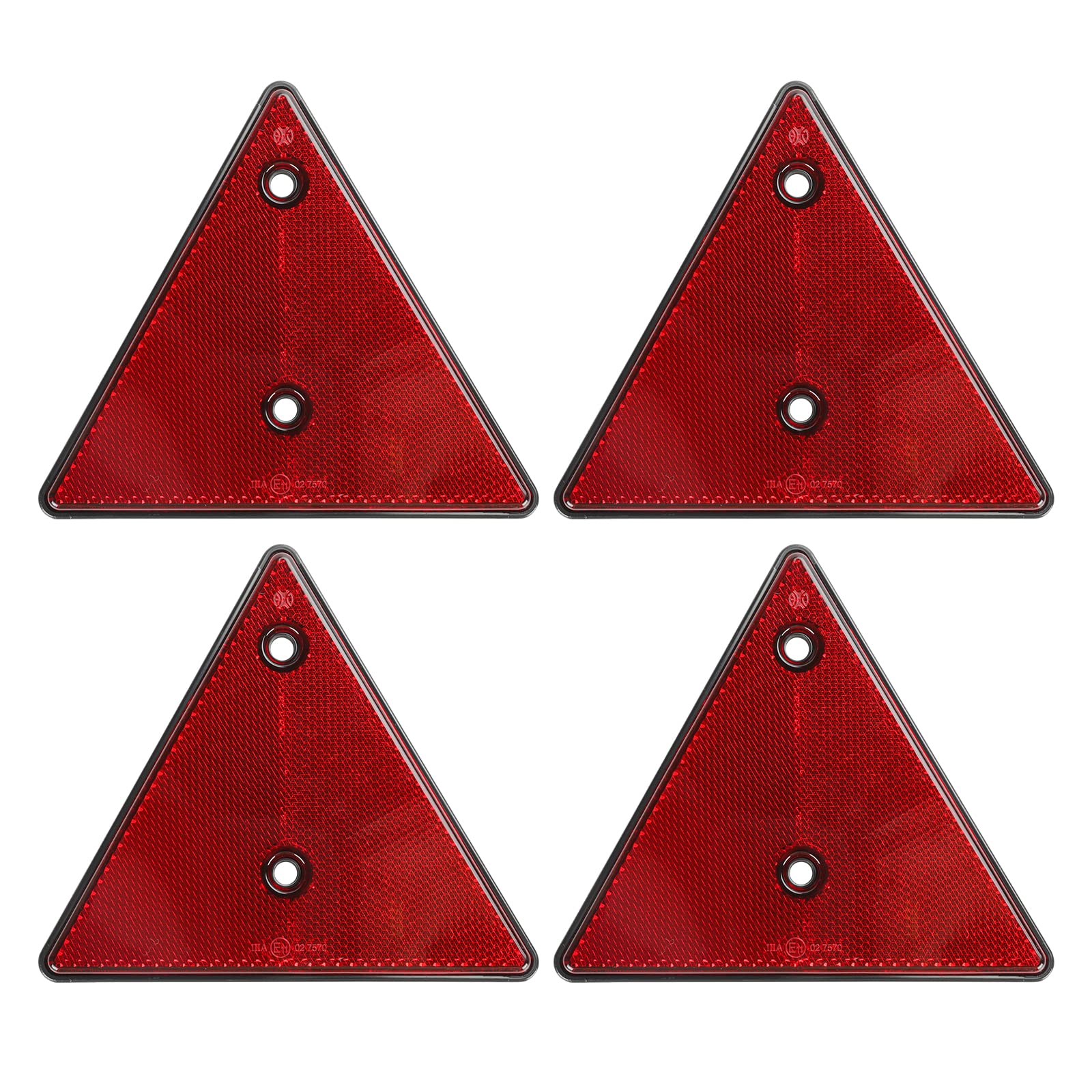 Qiping 4 Pack Anhänger Rückstrahler Dreieck mit E-Prüfzeichen, Rot Dreieckige Reflektor fur PKW, LKW, Traktor, Wohnmobil, Pferdeanhänger von Qiping