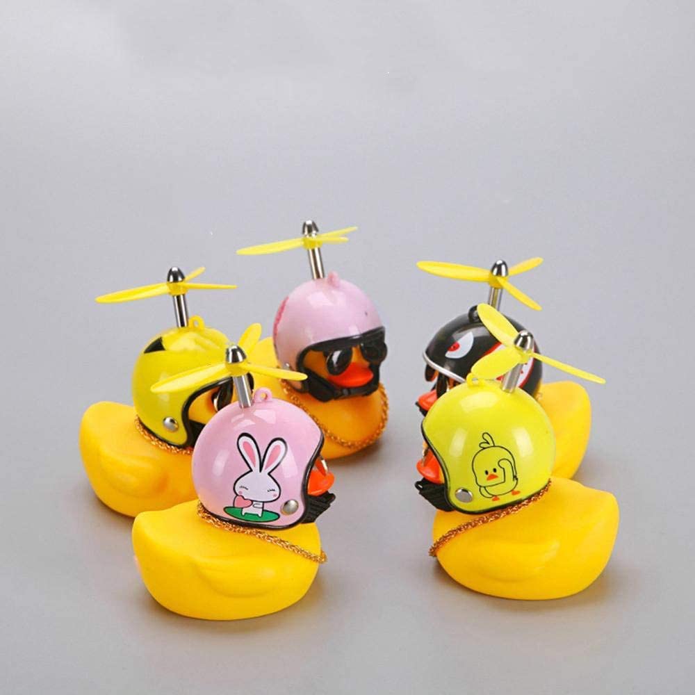 Qirc Gummi-Ente, Spielzeug, Auto-Zubehör, gelbe Ente, Auto-Dekoration mit Propeller, Helm, Auto-Dekoration, Zubehör (5 Stück) von Qirc