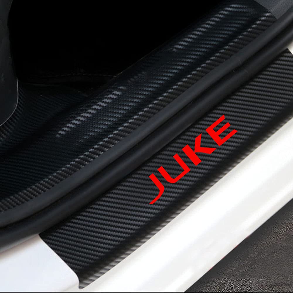 Qirc Juke Auto-Aufkleber für Schwellen, Dekoration, Kohlefaser, Vinyl, Autozubehör, Auto-Styling, 4 Stück (rot) von Qirc