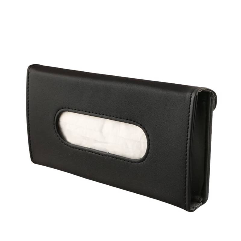 Qirc Taschentuchhalter aus Leder, für Sonnenblende, Sitzrückseite, Sonnendach zum Aufhängen – passend für die meisten Autos (schwarz) von Qirc
