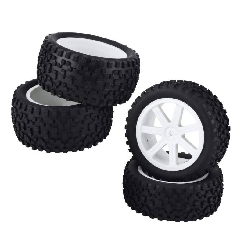 Qiterr 4pcs RC Auto-Reifen, 1/10 RC LKW-Gummireifen-Rad-Reifen-Zusätze für das Laufen des Buggy-Kettenautos(Weiß) von Qiterr