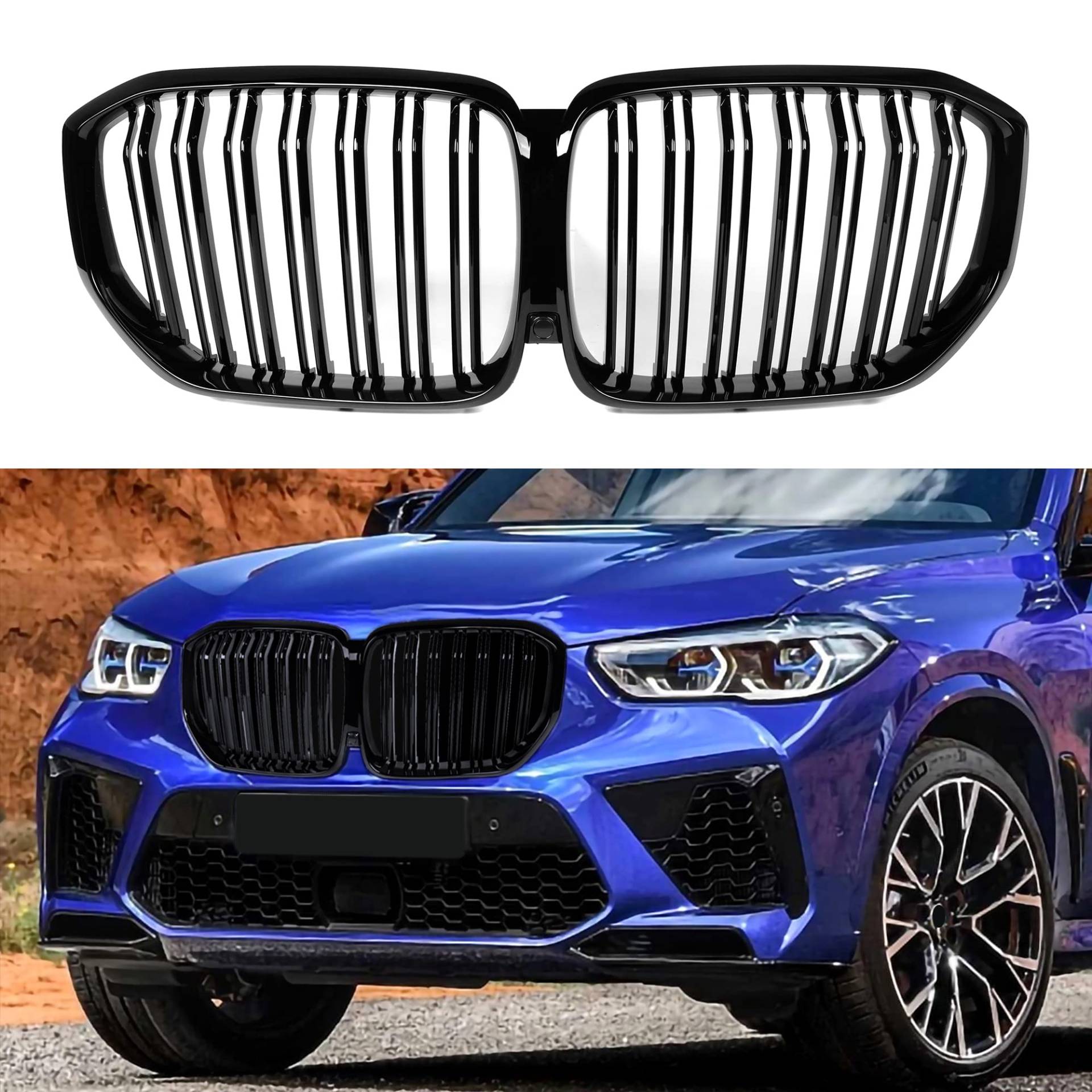 Frontgrill / Kühlergrill Nierengrill Ersatz für BMW X5 Serie G05 2020-2022 (glänzend schwarz) von Qitian